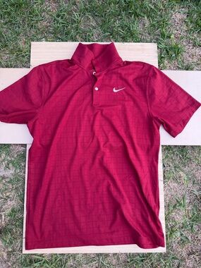 Nike Men's Burgundy Short-Sleeve Polo with White Swoosh